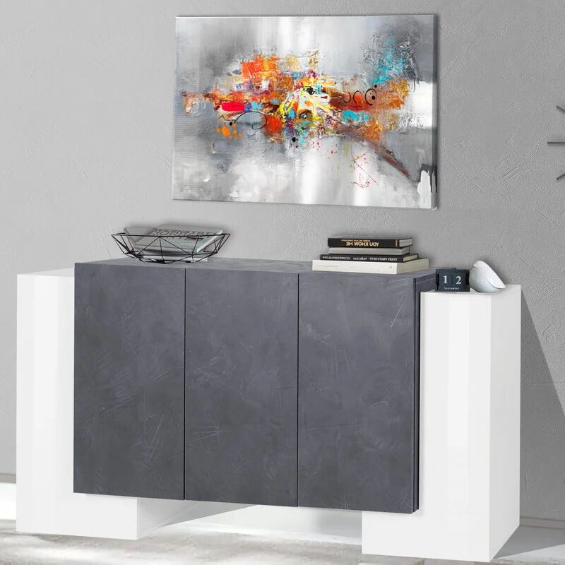 leroy merlin mobile credenza pillon l 170 x h 85 p 45 cm bianco lucido e grigio