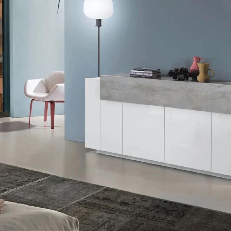 leroy merlin mobile credenza coro l 200 x h 85.5 p 45 cm bianco lucido e grigio