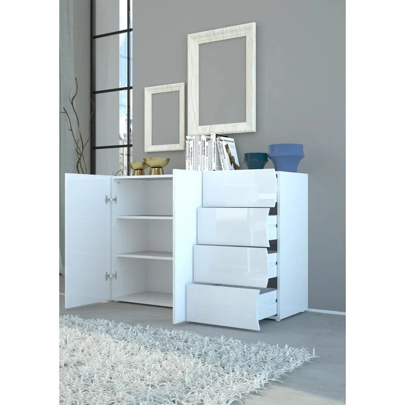 leroy merlin mobile credenza onda l 120 x h 81 p 40 cm bianco lucido