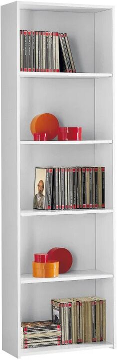 decor space libreria moderna in legno 5 ripiani per ufficio e cameretta h 175 cm made in italy / bianco