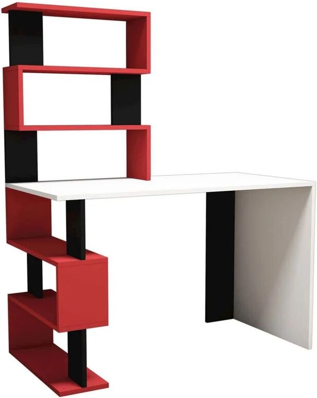 homemania tavolo portacomputer snap 120x60x148,2cm nero, bianco, rosso