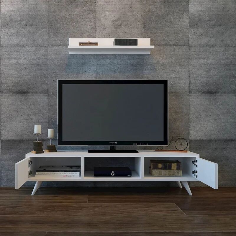 homemania mobile porta tv aspen 130x40x35 cm bianco