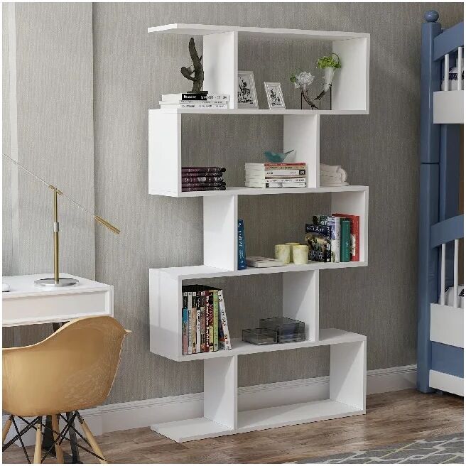 homemania libreria bianca 5 ripiani volans 90x157h