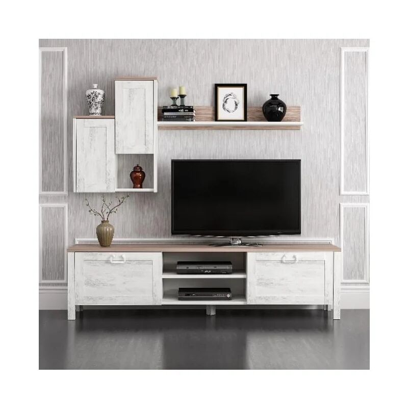 homemania mobile porta tv bianco vintage rovere sento 160