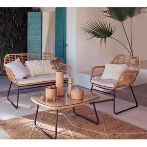 Leroy Merlin Salotto da giardino Bambù in rattan beige e con cuscini in poliestere beige per 4 persone