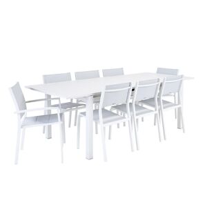 NATERIAL Set tavolo e sedie Lyra  in alluminio per 8 persone,  bianco