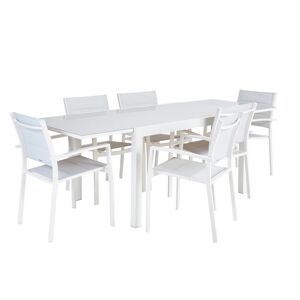 NATERIAL Set tavolo e sedie Lyra  in alluminio per 6 persone,  bianco