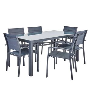 NATERIAL Set tavolo e sedie Lyra  in alluminio per 6 persone,  antracite