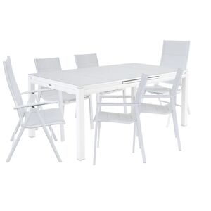 NATERIAL Set tavolo e sedie Odyssea  in alluminio per 6 persone,  bianco