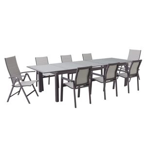NATERIAL Set tavolo e sedie Orion  in alluminio per 8 persone,  marrone