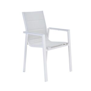 NATERIAL Sedia da giardino senza cuscino Orion  con braccioli in alluminio con seduta in textilene bianco