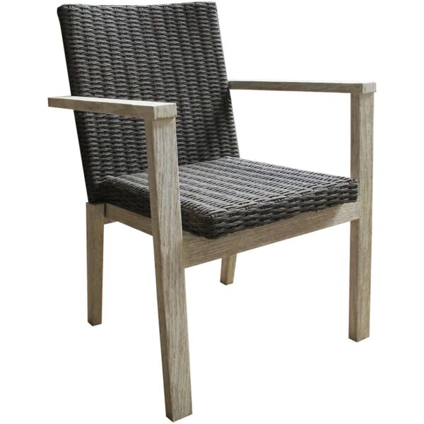 leroy merlin sedia da giardino senza cuscino quebec con braccioli in teak con seduta in rattan sintetico grigio