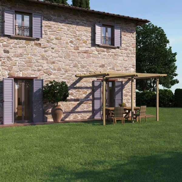 leroy merlin pergola addossata orange in legno struttura naturale l 390 x p 300 x h 249 cm