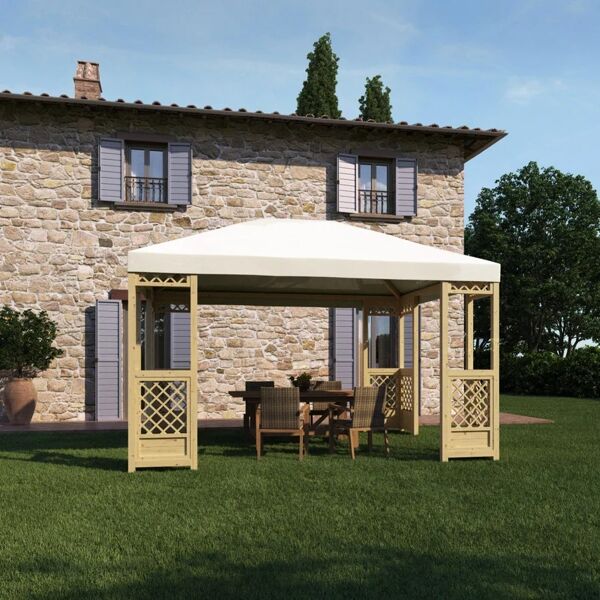 leroy merlin gazebo fuji in legno struttura beige, copertura bianco l 414 x p 314 x h 308 cm