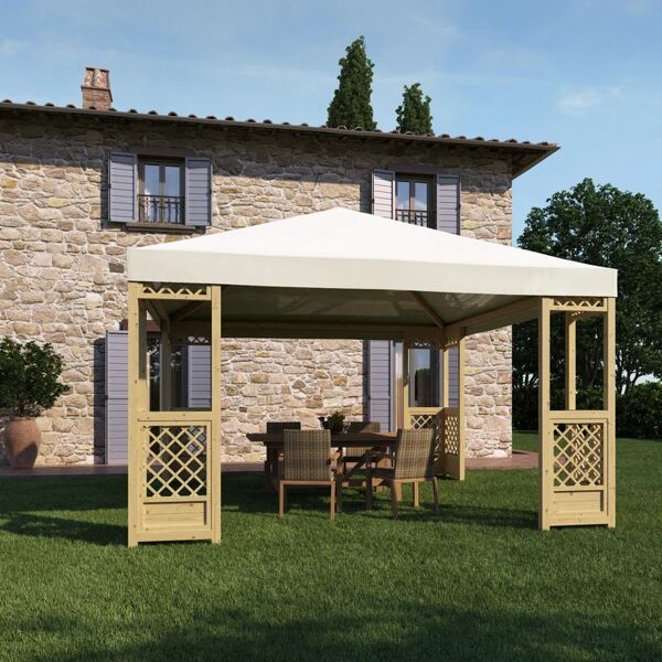 leroy merlin gazebo fuji in legno struttura naturale, copertura bianco l 414 x p 414 x h 335 cm