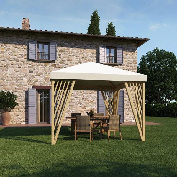 leroy merlin gazebo osaka in legno struttura naturale, copertura bianco l 314 x p 314 x h 301 cm