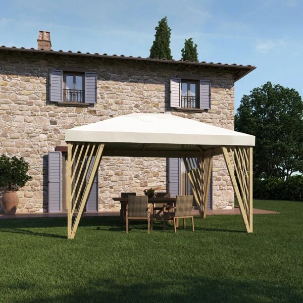 leroy merlin gazebo osaka in legno struttura naturale, copertura bianco l 414 x p 314 x h 301 cm