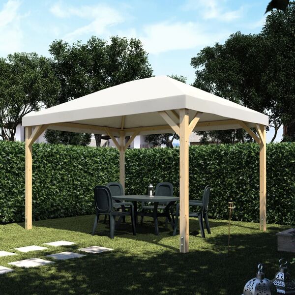 leroy merlin gazebo nara in legno struttura beige, copertura bianco l 414 x p 314 x h 320 cm