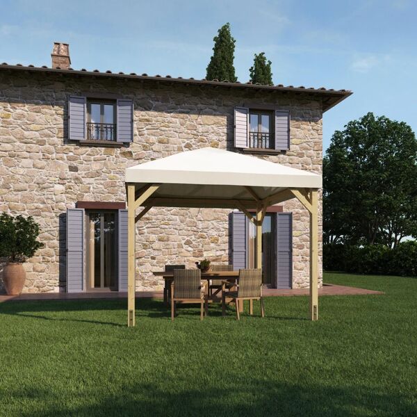 leroy merlin gazebo nikko in legno struttura naturale, copertura bianco l 314 x p 314 x h 320 cm