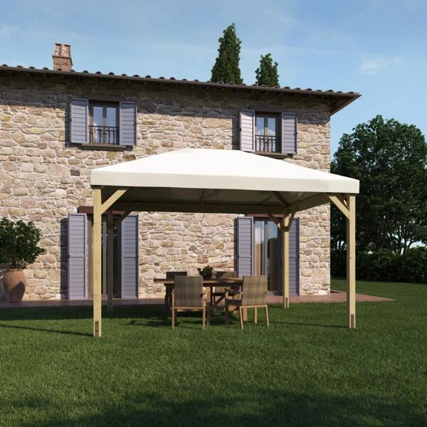 leroy merlin gazebo nikko in legno struttura beige, copertura bianco l 414 x p 314 x h 320 cm