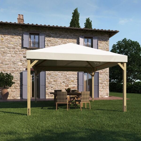 leroy merlin gazebo nikko in legno struttura beige, copertura bianco l 414 x p 414 x h 345 cm