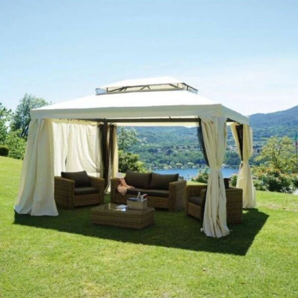 leroy merlin gazebo rettangolare in alluminio struttura grigio, copertura ecru l 400 x p 300 x h 300 cm