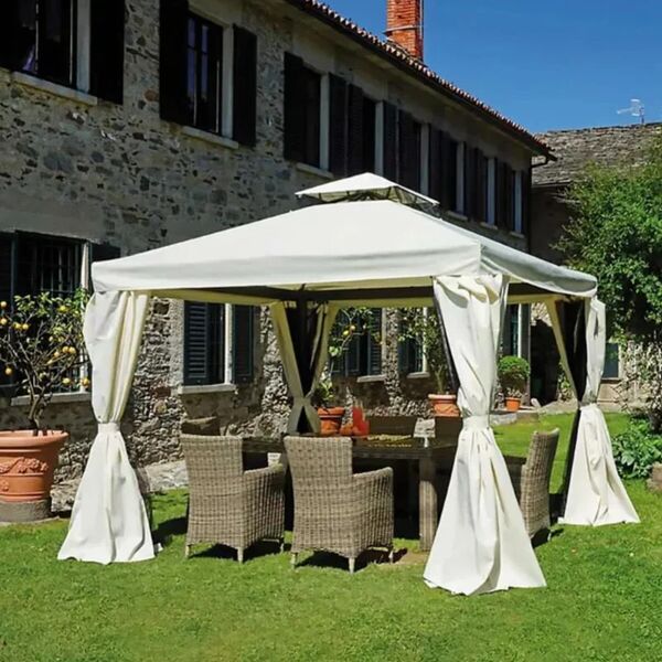 leroy merlin gazebo quadrato in alluminio struttura grigio, copertura ecru l 300 x p 300 x h 296 cm