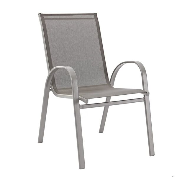 leroy merlin sedia da giardino senza cuscino alma fix con braccioli in acciaio con seduta in textilene grigio, set da 1 pezzi
