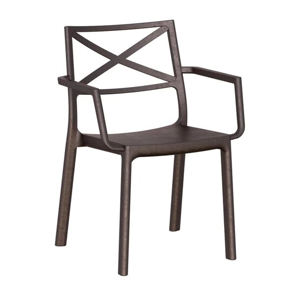 keter sedia da giardino senza cuscino metalix  con braccioli in resina iniettata con seduta in resina iniettata marrone