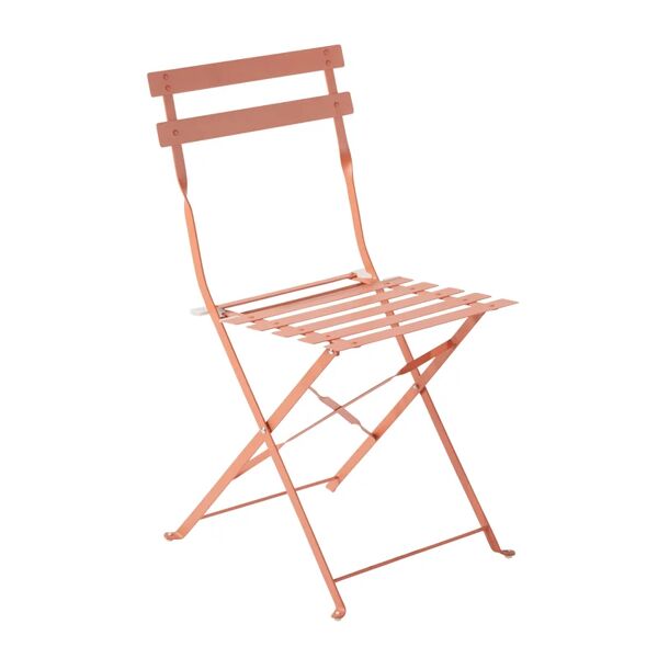 naterial sedia da giardino senza cuscino flora  pieghevole in acciaio con seduta in acciaio arancione