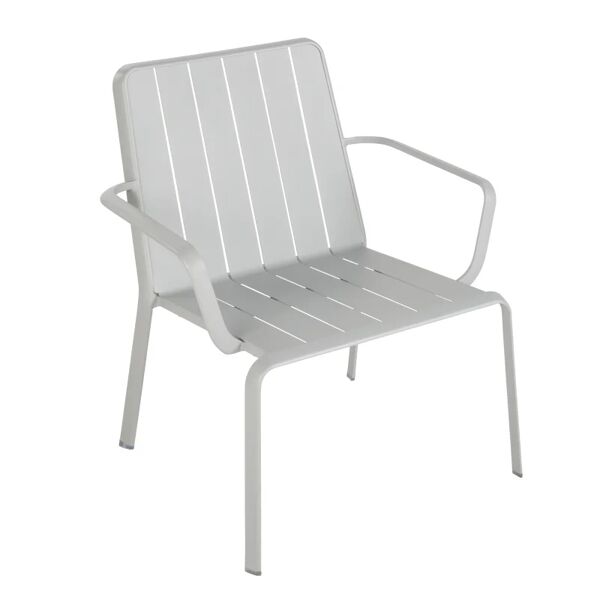 naterial sedia da giardino senza cuscino idaho  con braccioli in alluminio con seduta in alluminio grigio