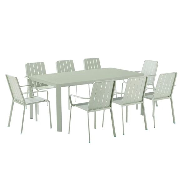 naterial tavolo da giardino allungabile idaho  in alluminio verde per 8 persone 180/240x100cm