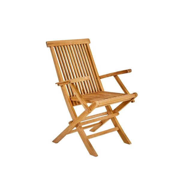naterial sedia da giardino senza cuscino antea  pieghevole con braccioli in teak con seduta in teak marrone, set da 2 pezzi