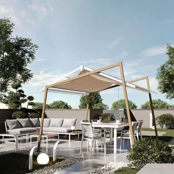 naterial gazebo oxia in acciaio struttura beige, copertura ecru l 300 x p 400 x h 279 cm