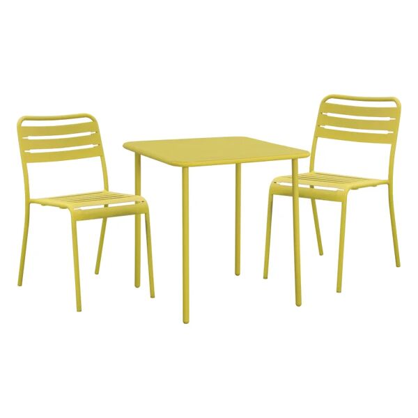 leroy merlin set tavolo e sedie in acciaio per 2 persone,  giallo