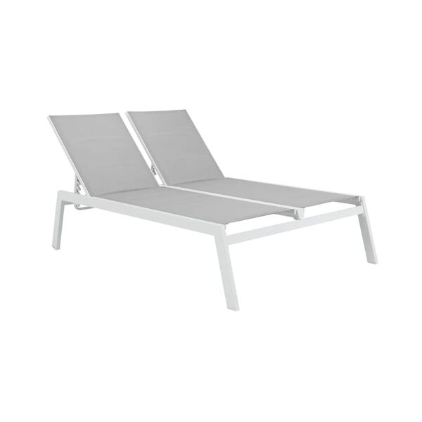 naterial lettino doppio senza cuscino isboa  in alluminio bianco e seduta grigio