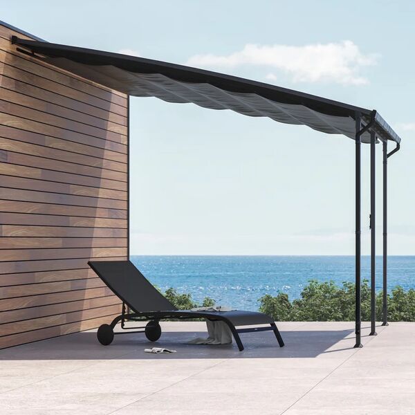 naterial pergola addossata yena in acciaio e alluminio struttura grigio antracite l 350 x p 350 x h 270 cm