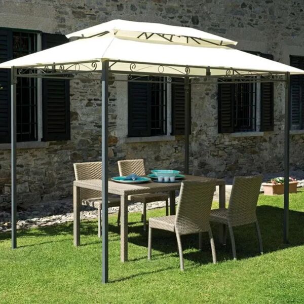 leroy merlin gazebo garden in ferro struttura grigio antracite, copertura ecru l 300 x p 200 x h 248 cm