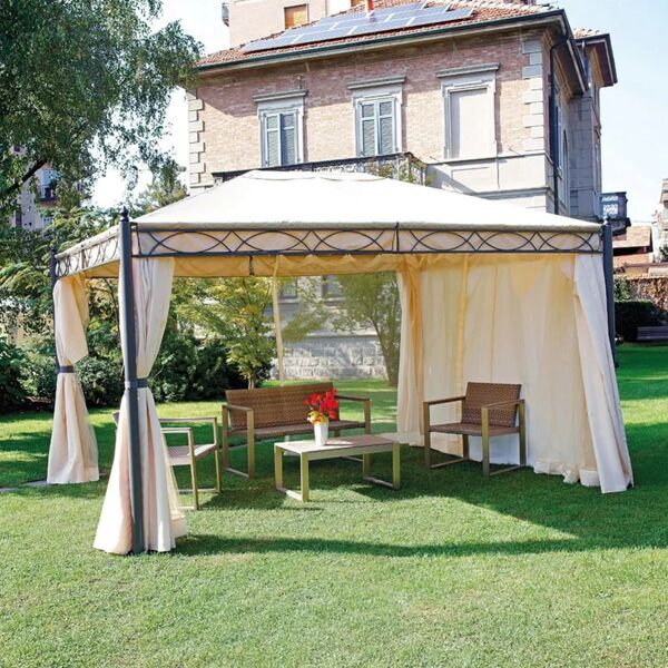 leroy merlin gazebo garden in ferro struttura grigio antracite, copertura ecru l 400 x p 300 x h 274 cm