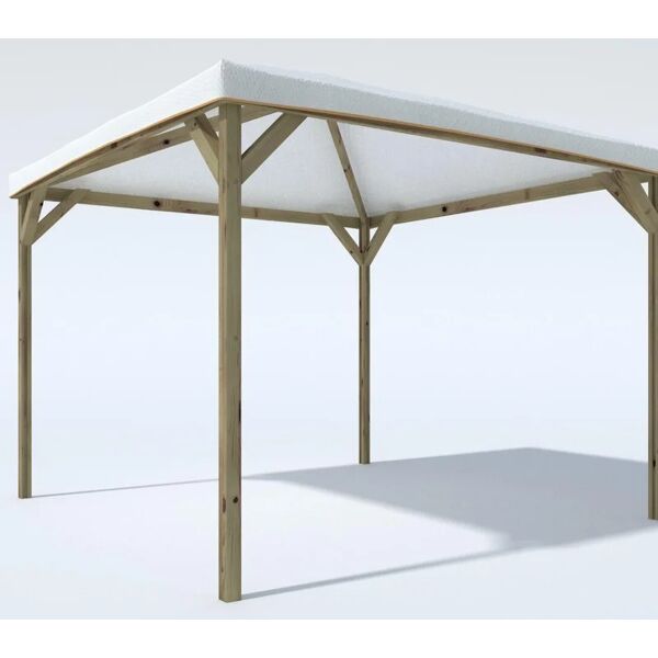 leroy merlin gazebo joy in legno massello struttura naturale, copertura bianco l 300 x p 292 x h 265 cm