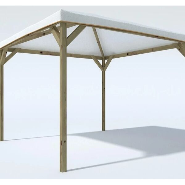 leroy merlin gazebo emotion in legno massello struttura naturale, copertura bianco l 300 x p 384.5 x h 265 cm