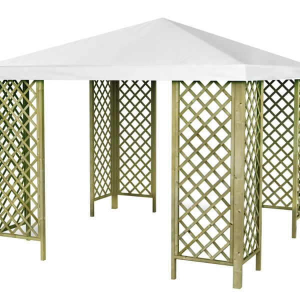 leroy merlin gazebo badger jt40 in legno massello struttura naturale, copertura bianco l 300 x p 400 x h 265 cm