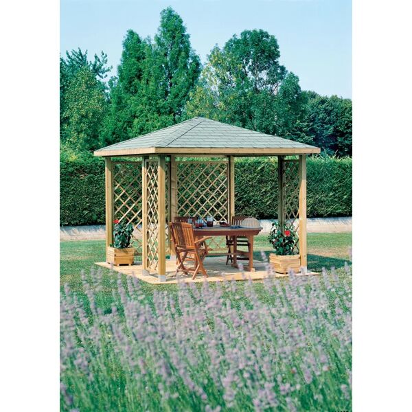 leroy merlin gazebo cherry in legno struttura naturale, copertura verde l 300 x p 300 x h 260 cm