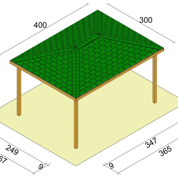 leroy merlin gazebo cherry in legno struttura naturale, copertura verde l 300 x p 400 x h 260 cm