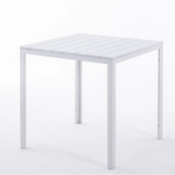 new garden tavolo da pranzo per giardino california in acciaio con piano in polietilene bianco per 4 persone 78x78cm