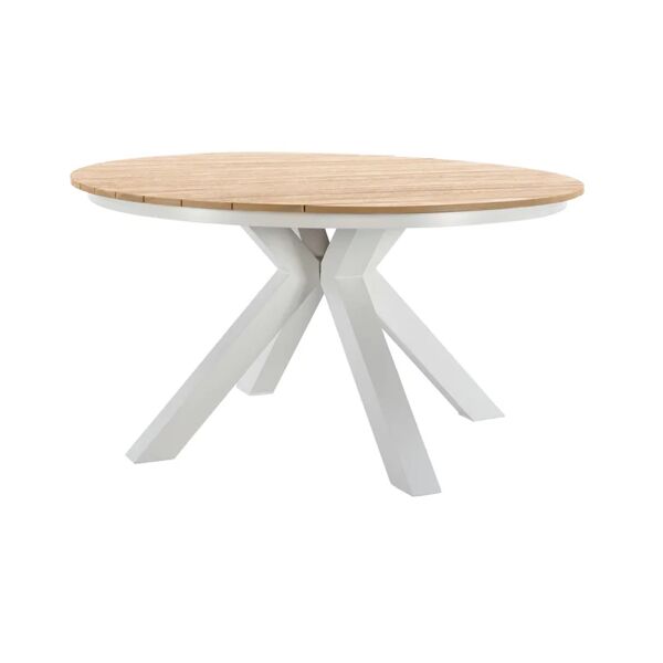 naterial - tavolo da giardino rotondo - da 4 a 6 persone - Ø 140 x 75 cm - eucalipto fsc - alluminio - bianco - tavolo da pranzo per esterni