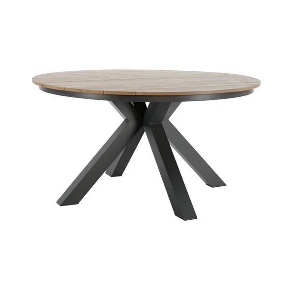 naterial - tavolo da giardino rotondo - da 4 a 6 persone - Ø 140 x 75 cm - eucalipto fsc - alluminio - antracite - grigio scuro - tavolo da pranzo per
