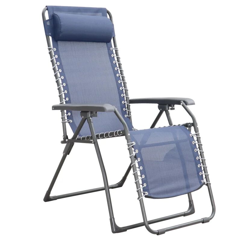 leroy merlin sedia a sdraio da giardino con cuscino relax chair pieghevole con braccioli in acciaio, seduta in textilene blu