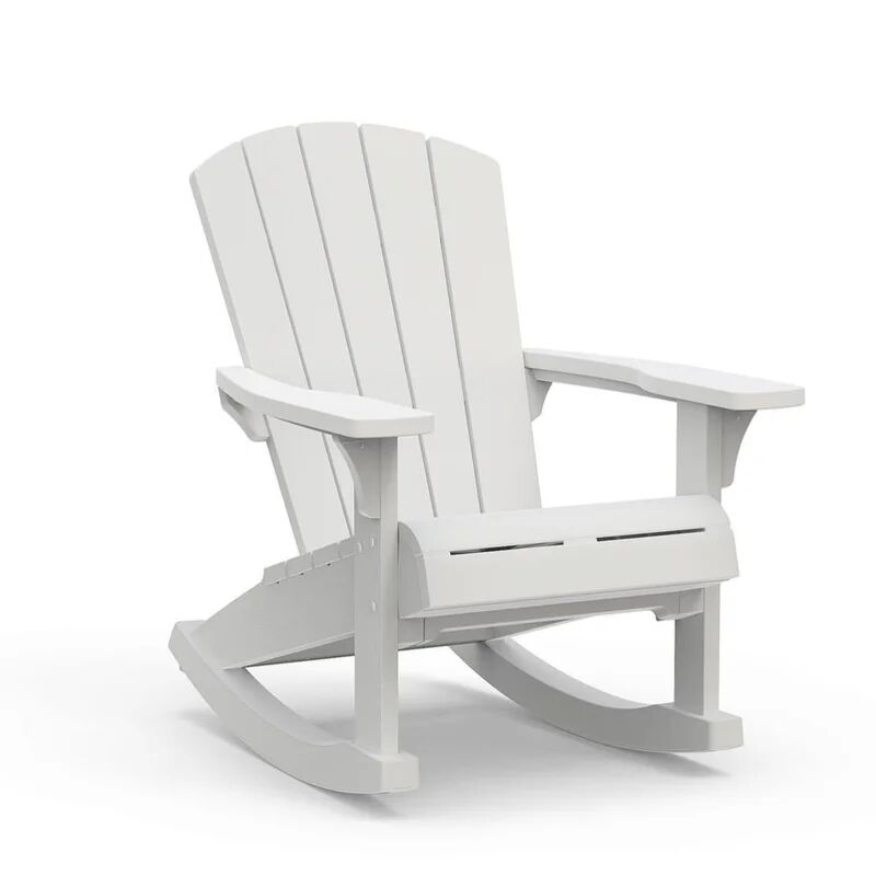 keter sedia a dondolo da giardino senza cuscino adirondack  con braccioli con seduta in resina bianco