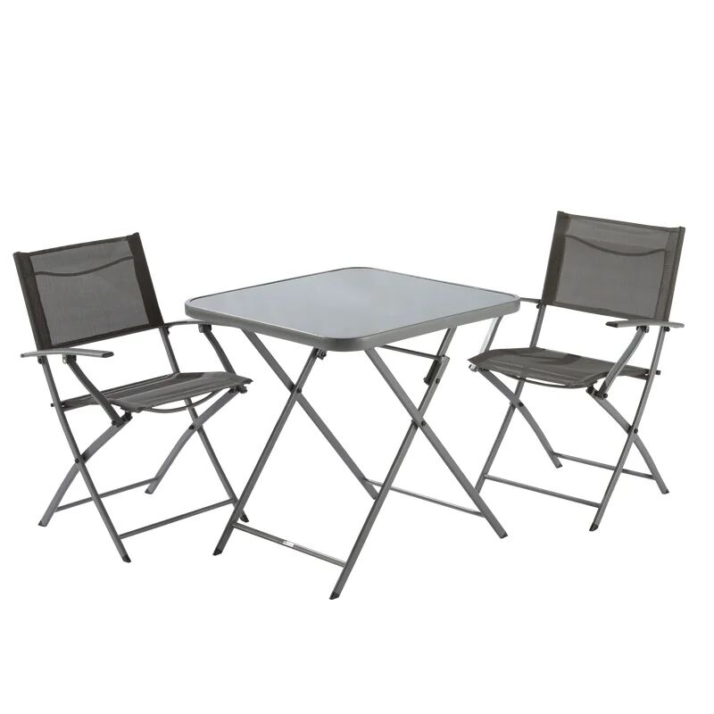 naterial set tavolo e sedie emys  in acciaio per 2 persone,  antracite